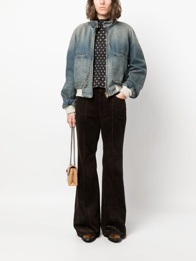 Shop Golden Goose Denim Bomber Jacket In Blue