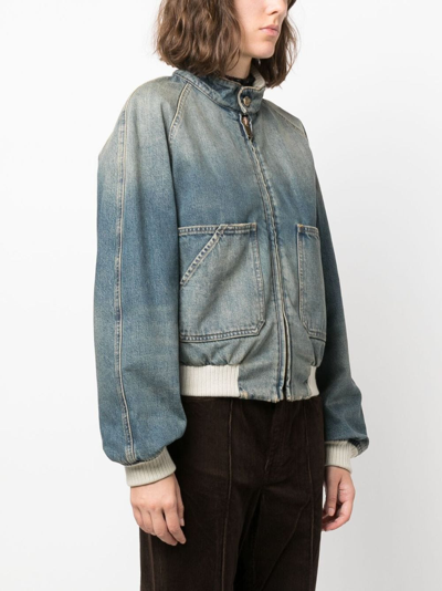 Shop Golden Goose Denim Bomber Jacket In Blue