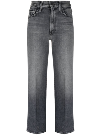 Shop Mother The Rambler Zip Flood Straight-leg Jeans In Grey
