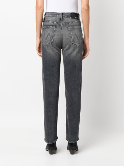 Shop Mother The Rambler Zip Flood Straight-leg Jeans In Grey