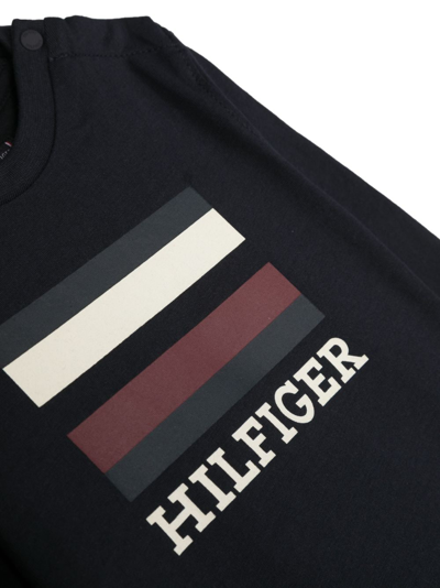 Shop Tommy Hilfiger Junior Logo-print Cotton Sweatshirt In Blue