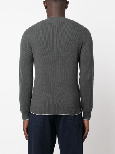Shop Fedeli Crew-neck Ribbed Cashmere Jumper In Green