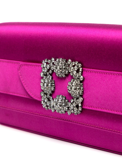 Shop Manolo Blahnik Gothisi Crystal-embellished Clutch Bag In Pink