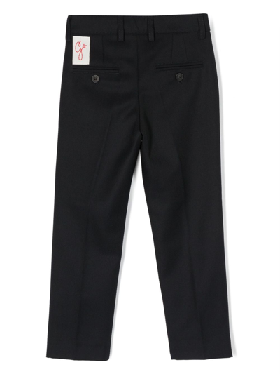 Shop Golden Goose Logo-patch Straight-leg Trousers In Blue