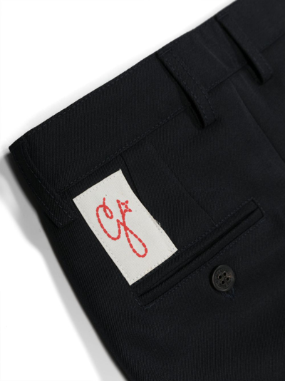 Shop Golden Goose Logo-patch Straight-leg Trousers In Blue