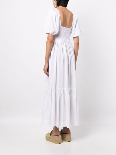 Shop Ganni Square-neck Poplin Maxi Dress In White