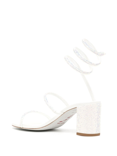 Shop René Caovilla Cleo 80mm Crystal-embellished Sandals In White
