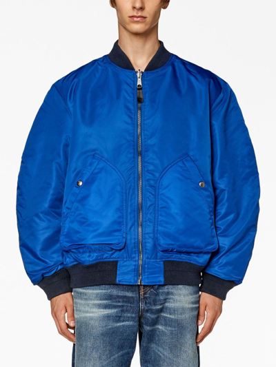 Shop Diesel J-mattan Padded Bomber Jacket In Blue