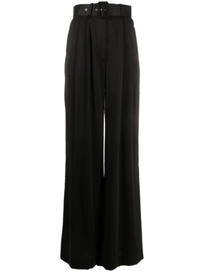 Shop Zimmermann Tuck Silk Trousers In Black