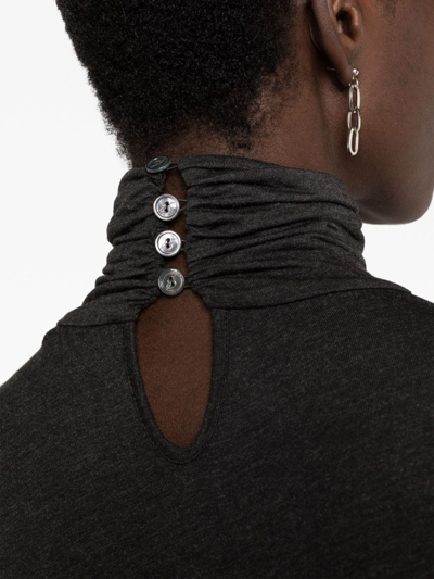 Blumarine Cowl-neck Jersey Top In Grey