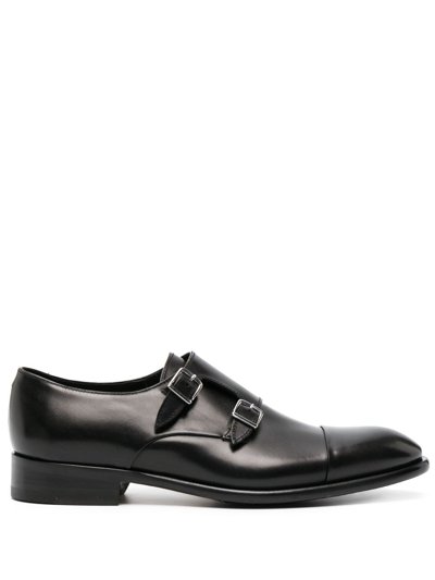 Shop Doucal's Double-strap Leather Monk Shoes In Black