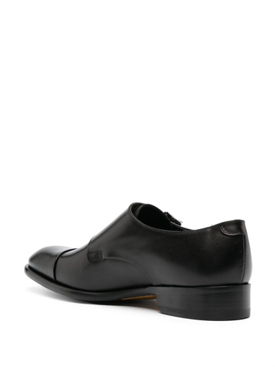 Doucal's Double-strap Leather Monk Shoes In Black