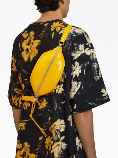 Jil Sander Zippe Leather Shoulder Bag In Yellow