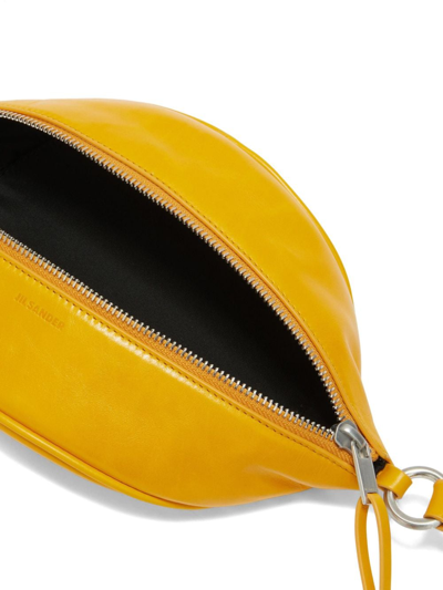 Jil Sander Zippe Leather Shoulder Bag In Yellow