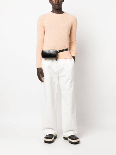 Jil Sander Logo-debossed Leather Belt Bag In Black