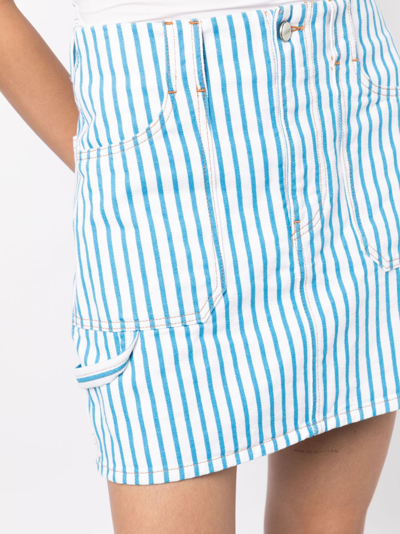 Shop Ganni Striped Denim Skirt In Blue