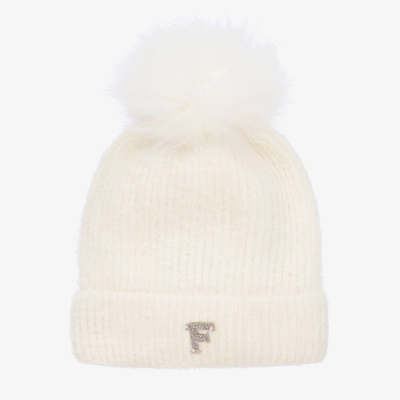 Shop Fun & Fun Girls Ivory Wool & Cashmere Pom-pom Hat