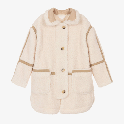 Shop Chloé Teen Girls Ivory Sherpa Fleece Coat