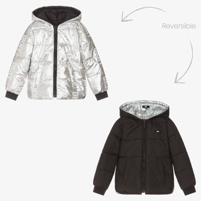 Dkny Teen Girls Silver & Black Reversible Jacket | ModeSens