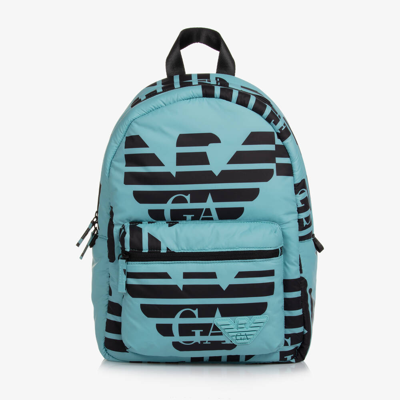 Shop Emporio Armani Boys Blue Eagle Logo Backpack (36cm)