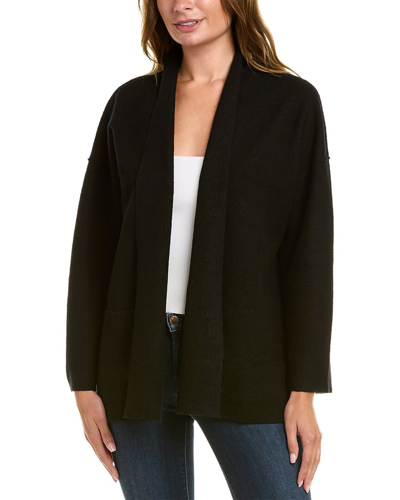 Shop Eileen Fisher Lightweight High Collar Wool Cardigan In Black