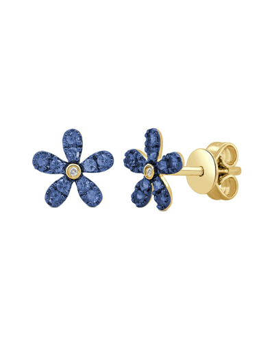 Sabrina Designs 14k 0.32 Ct. Tw. Diamond & Sapphire Flower Studs