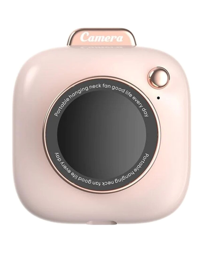 Shop Multitasky Mini Pink Camera-shaped Necklace Fan