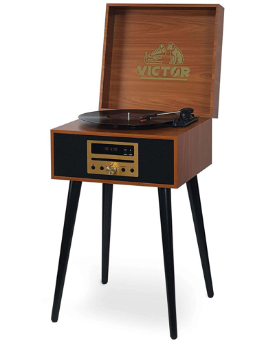 Shop Victor Audio Victor Mahogany Newbury 8-in-1 Music Center In Brown