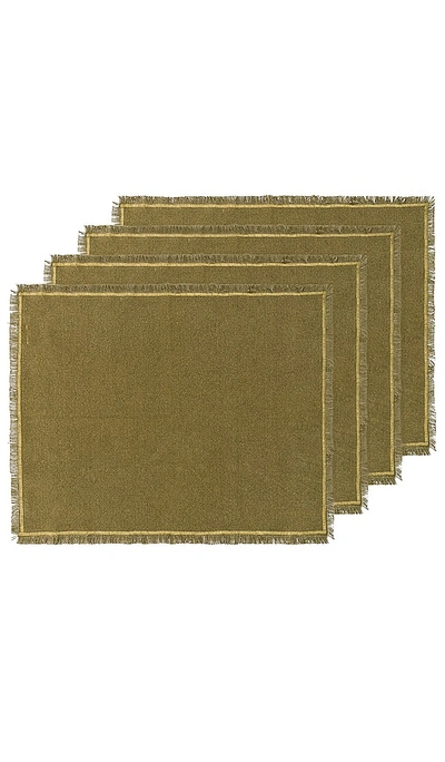 Shop Hawkins New York Essential Placemats Set Of 4 In Olive