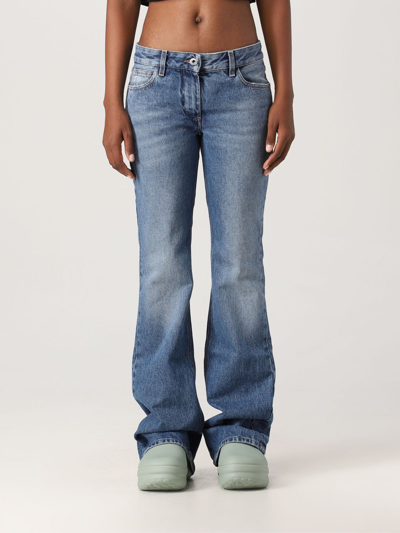 Shop Off-white Jeans In Washed Denim In Blue