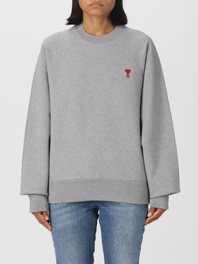 Shop Ami Alexandre Mattiussi Sweatshirt Ami Paris Woman Color Grey