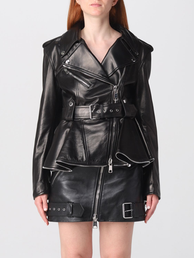 Alexander Mcqueen 束腰伞摆机车夹克 In Black | ModeSens