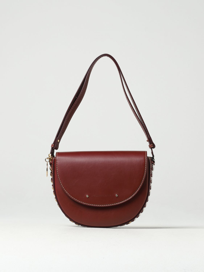Shop Stella Mccartney Flap Bag In Synthetic Leather With Chain Detail In Brown