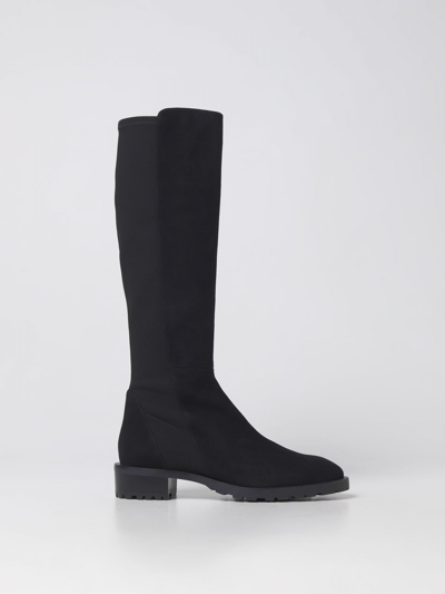 Stuart Weitzman Under-the-knee 5050 Suede And Fabric Boots In Black