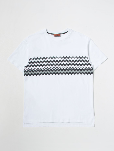 Shop Missoni Cotton T-shirt With Zig-zag Pattern In White