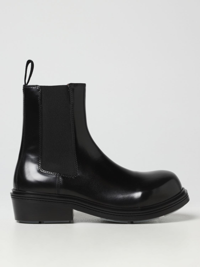 Shop Bottega Veneta Fireman Brushed Leather Ankle Boots In Black