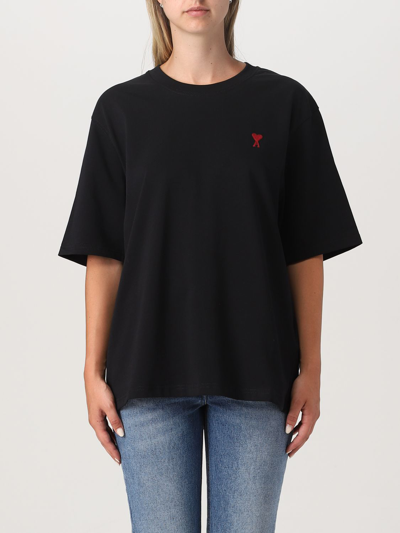 Shop Ami Alexandre Mattiussi T-shirt Ami Paris Woman Color Black