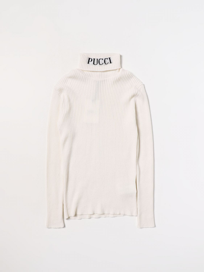 Shop Emilio Pucci Junior Sweater  Kids Color White