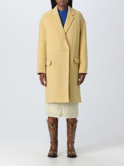 Shop Isabel Marant Coat In Wool And Cashmere Blend In Beige