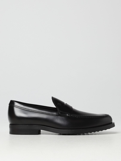 Shop Tod's Leather Moccasins In Black