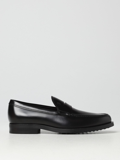 Tod's Block Heel Loafers Penny Strap In Black