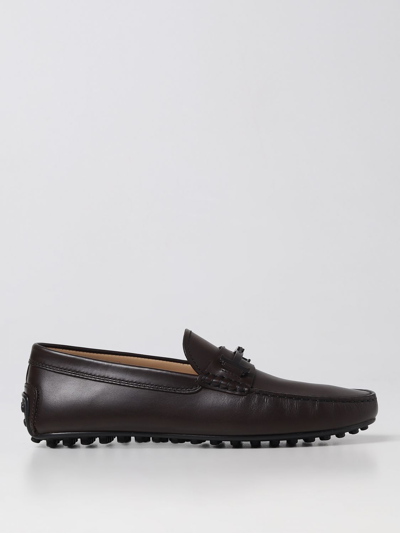 Shop Tod's Leather Moccasins With Horsebit In Brown