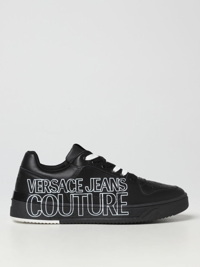 Shop Versace Jeans Couture Sneakers In Leather In Black