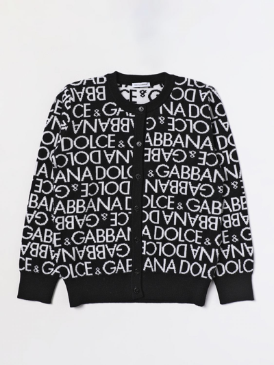 Dolce & Gabbana Wool Cardigan With Logo In Multicolor