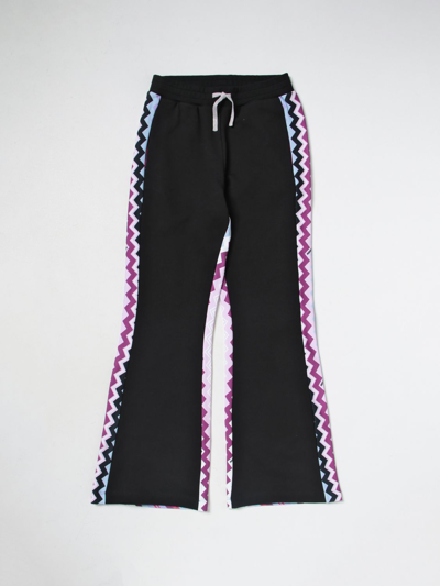 Shop Missoni Pants In Cotton With Zig-zag Pattern In Black