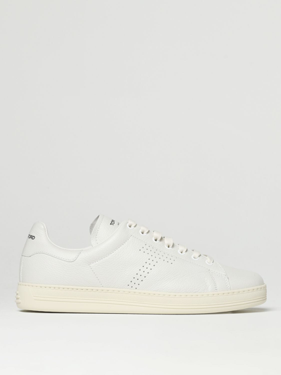 Shop Tom Ford Sneakers In Grained Leather In White