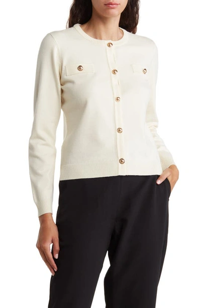 By Design Keira Chest Pocket Cardigan In Gardenia