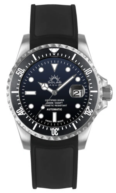 Pre-owned Solar Aqua Men's Sa0020.0003 Deep Bay 45mm Blue And Black Dial Automatic Watch
