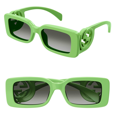 Pre-owned Gucci Couture 1325 Green Gg Logo 004 Narrow Fashion Rectangle Sunglasses Gg1325s