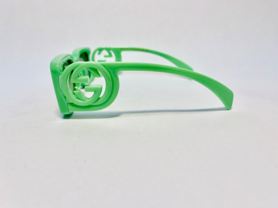 Pre-owned Gucci Couture 1325 Green Gg Logo 004 Narrow Fashion Rectangle Sunglasses Gg1325s